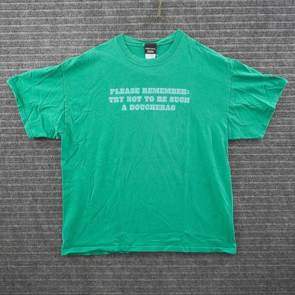 Vintage 2005 Rare Adult Swim Robot Chicken Tee Shirt XL Green Graphic Douchebag